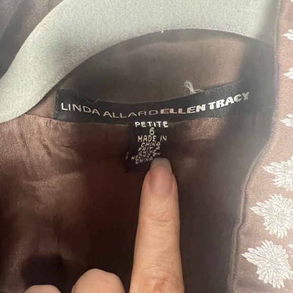 Linda Allard Ellen Tracy Brown/White Floral Embroidered Open Front Boho Jacket - Picture 4 of 7